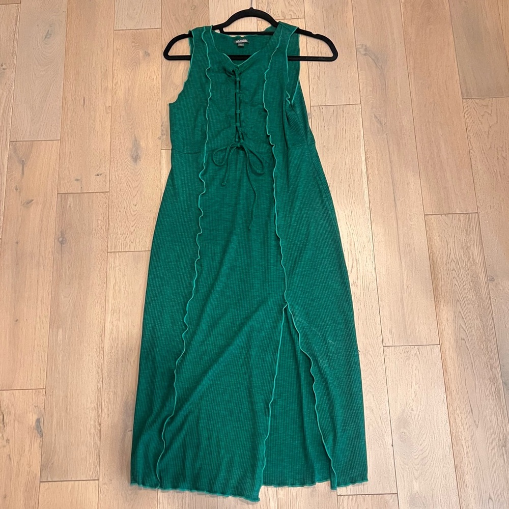 Women's Sleeveless Lace-Up Knit Dress - Wild Fable Green Spacedye L